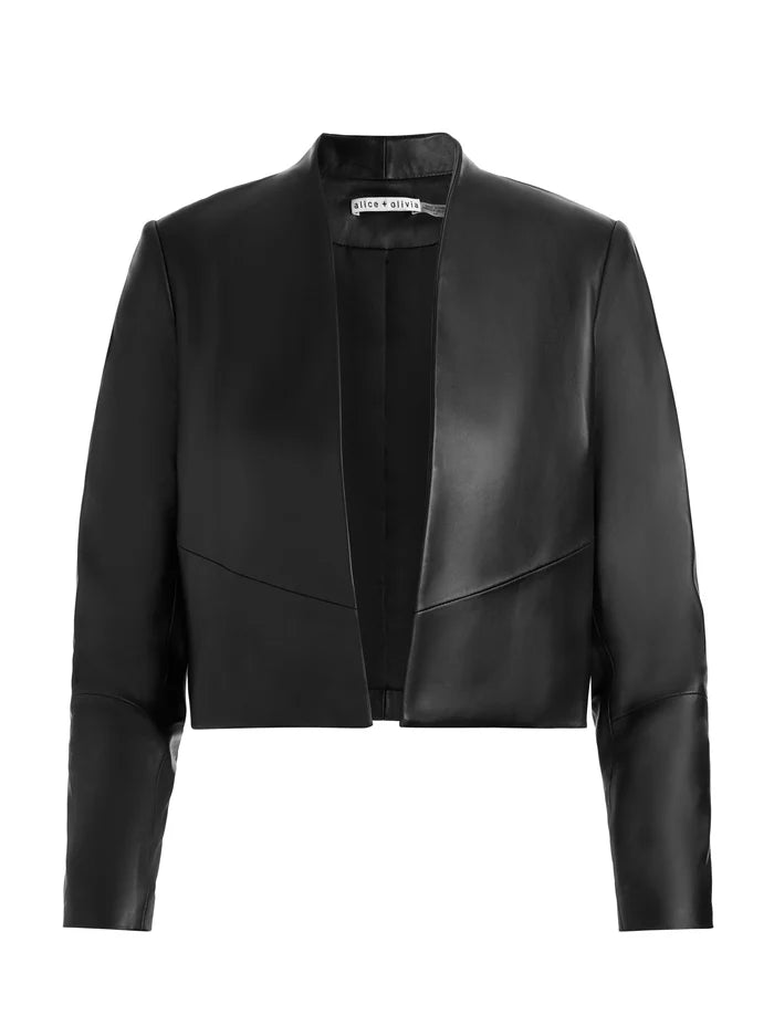 Alice + Olivia New Harvey Leather Jacket in Black