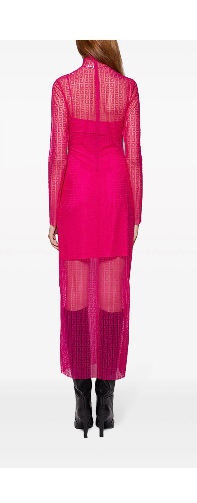 Givenchy fuchsla pink 4G jacquard long sleeved dress
