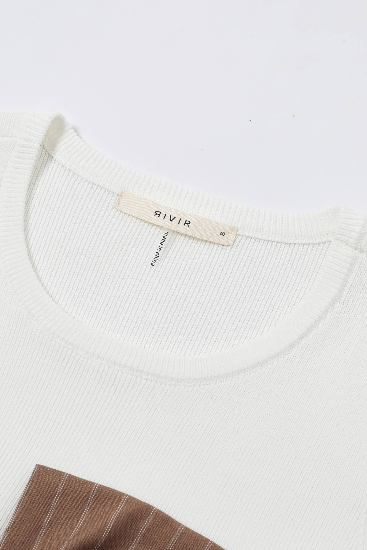 Rivir Knit Striped Bow Twofer Top in Khaki