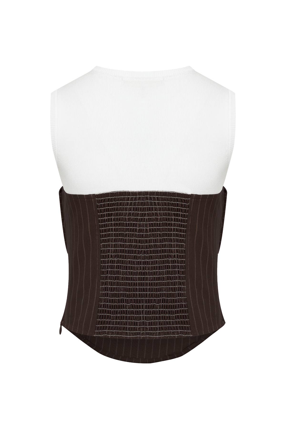 Knit Striped Bow Twofer Top