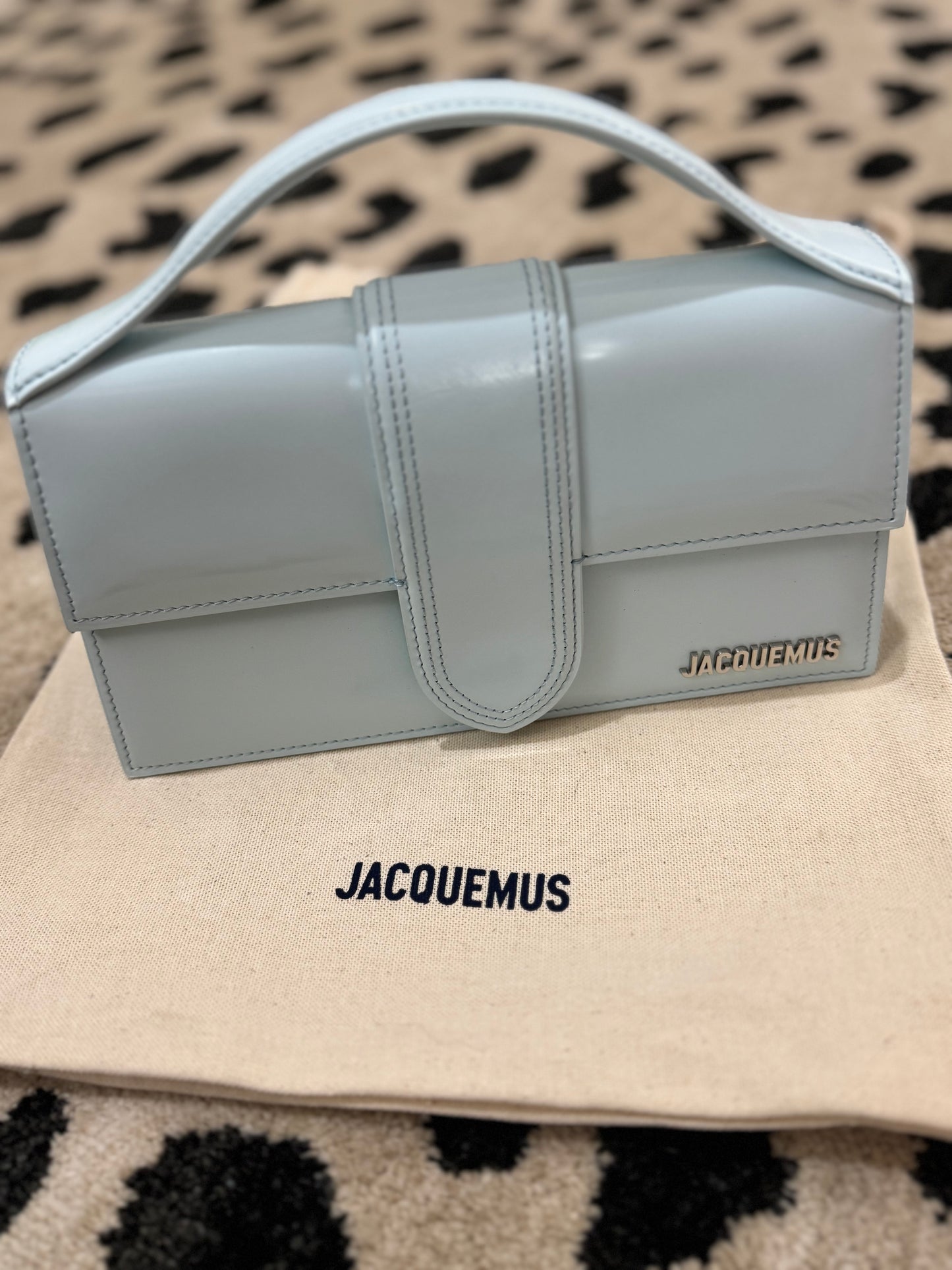 Jacquemus Le Grand Chiquito Bag – Light Blue Patent Leather Top Handle