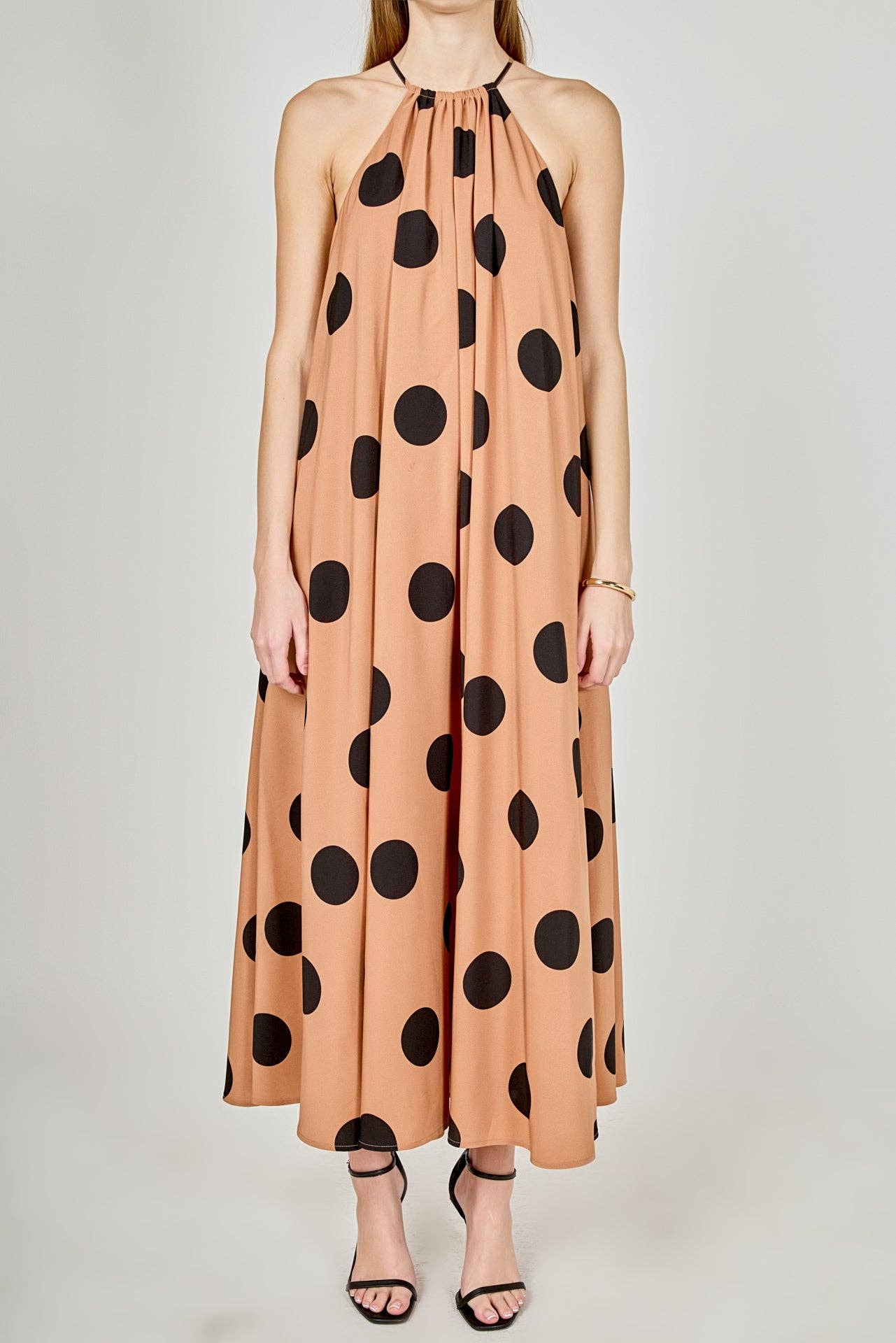 Polka Dot Halter Neck Maxi Dress