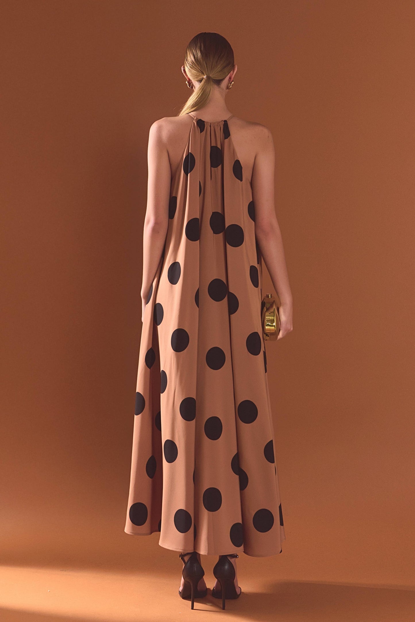 Polka Dot Halter Neck Maxi Dress