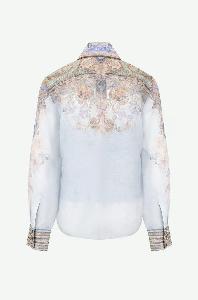 Zimmerman Eden Body Paisley Print Linen and Silk Blend Shirt