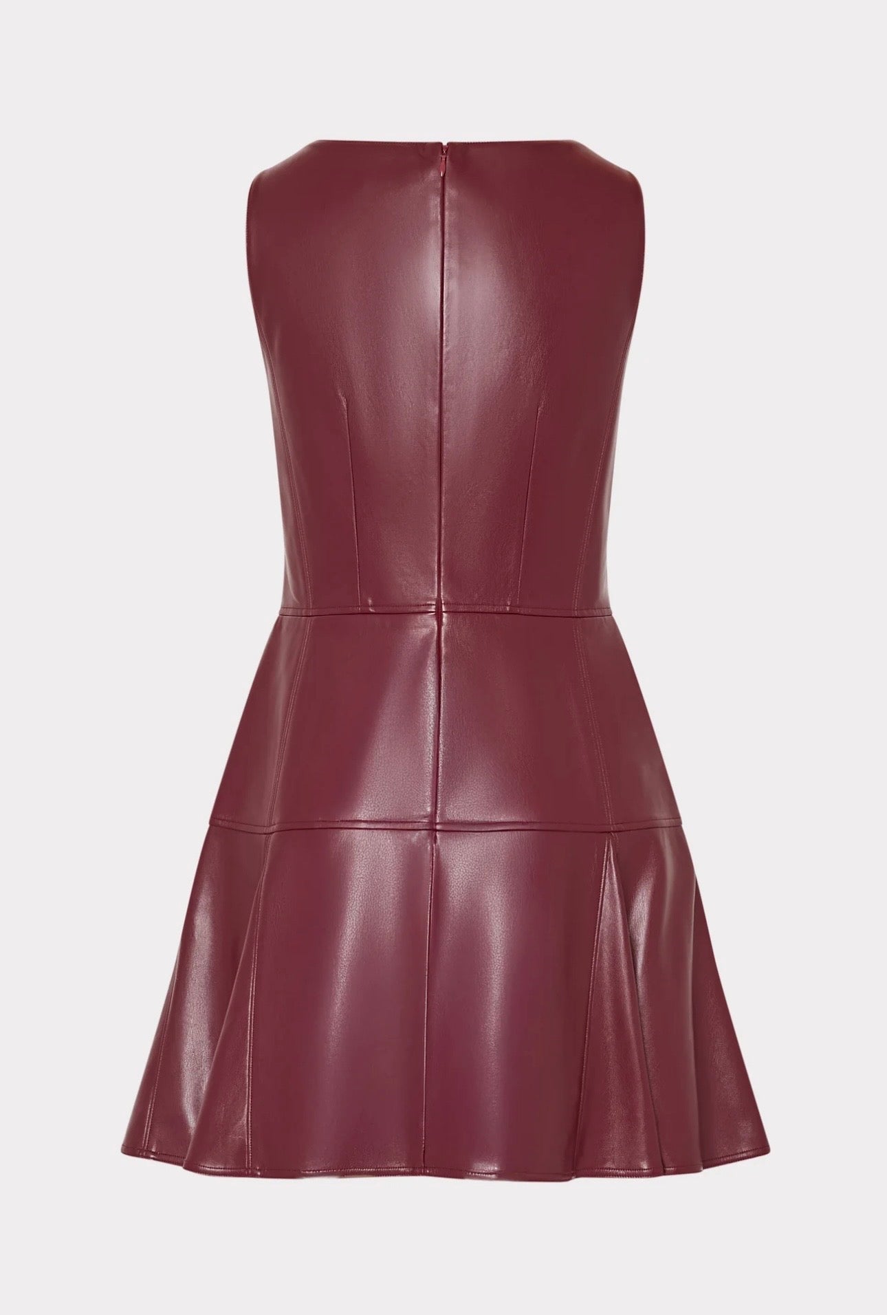 Milly Faux Leather Mini Dress in Deep Burgandy