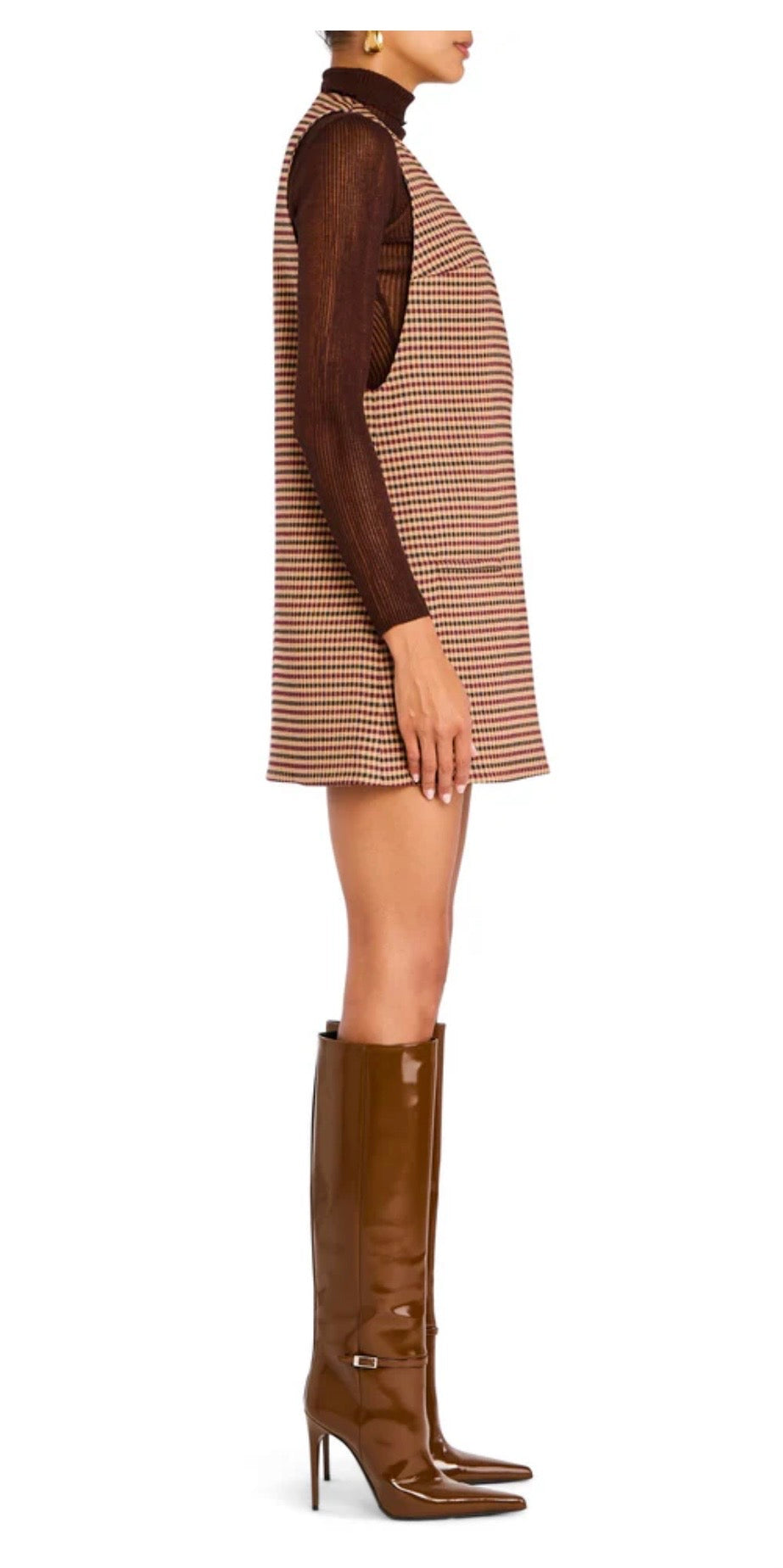 SER.OYA Maxine Aline Mini Dress in Camel Houndstooth