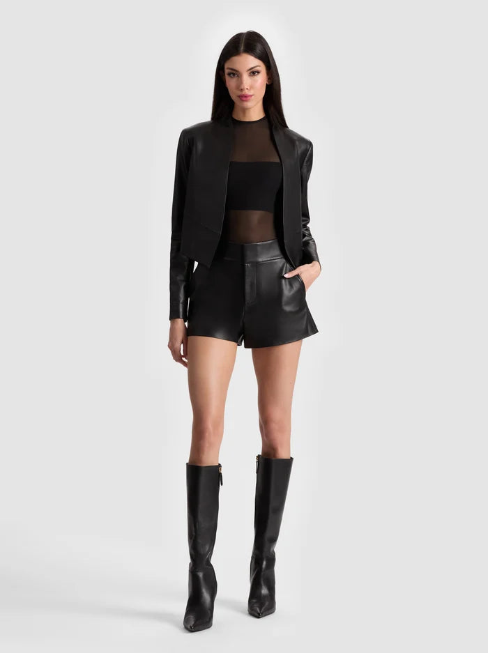 Alice + Olivia New Harvey Leather Jacket in Black