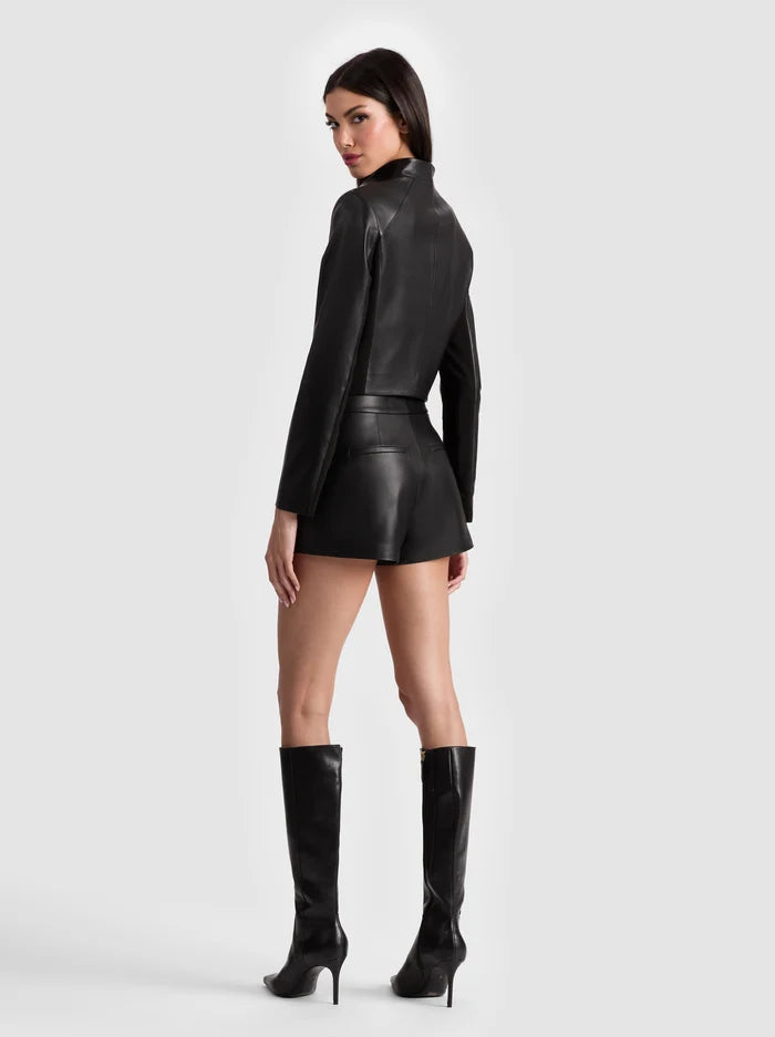 Alice + Olivia New Harvey Leather Jacket in Black