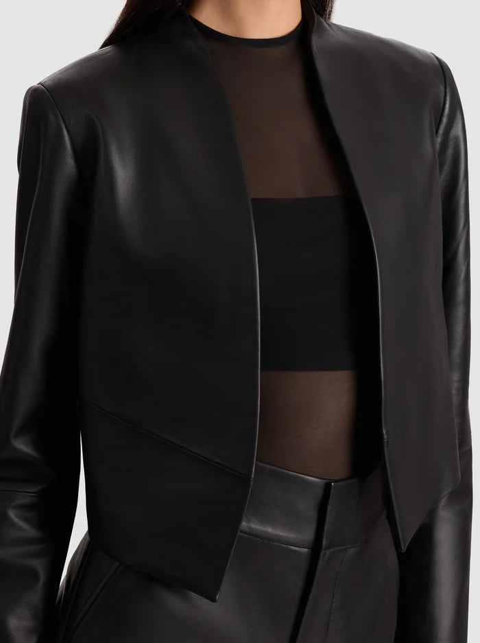 Alice + Olivia New Harvey Leather Jacket in Black