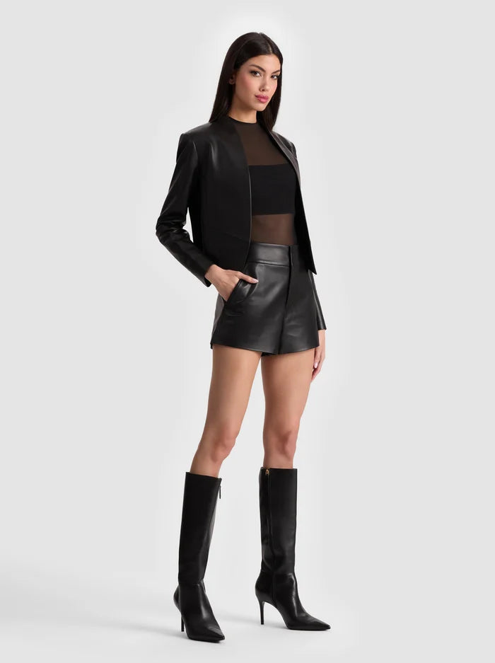 Alice + Olivia New Harvey Leather Jacket in Black