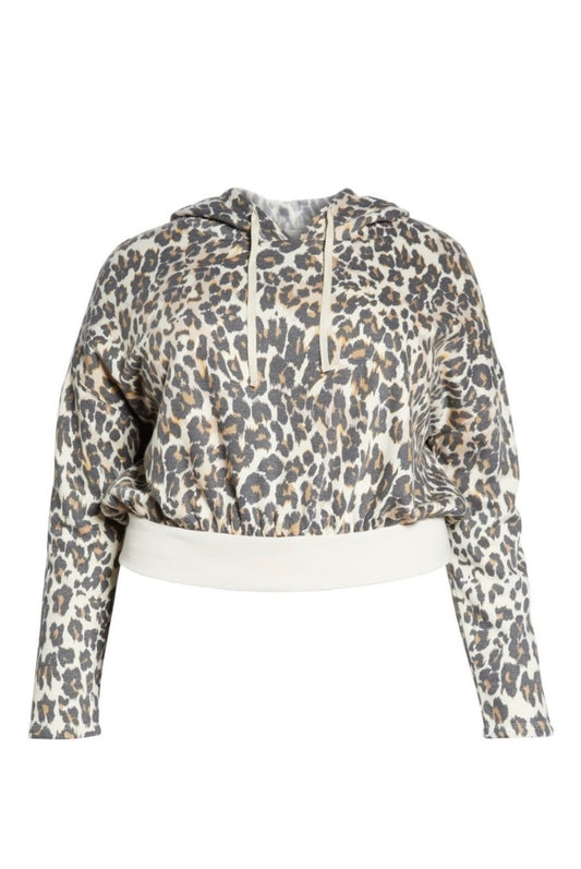 BP Leopard Print Cropped Hoodie