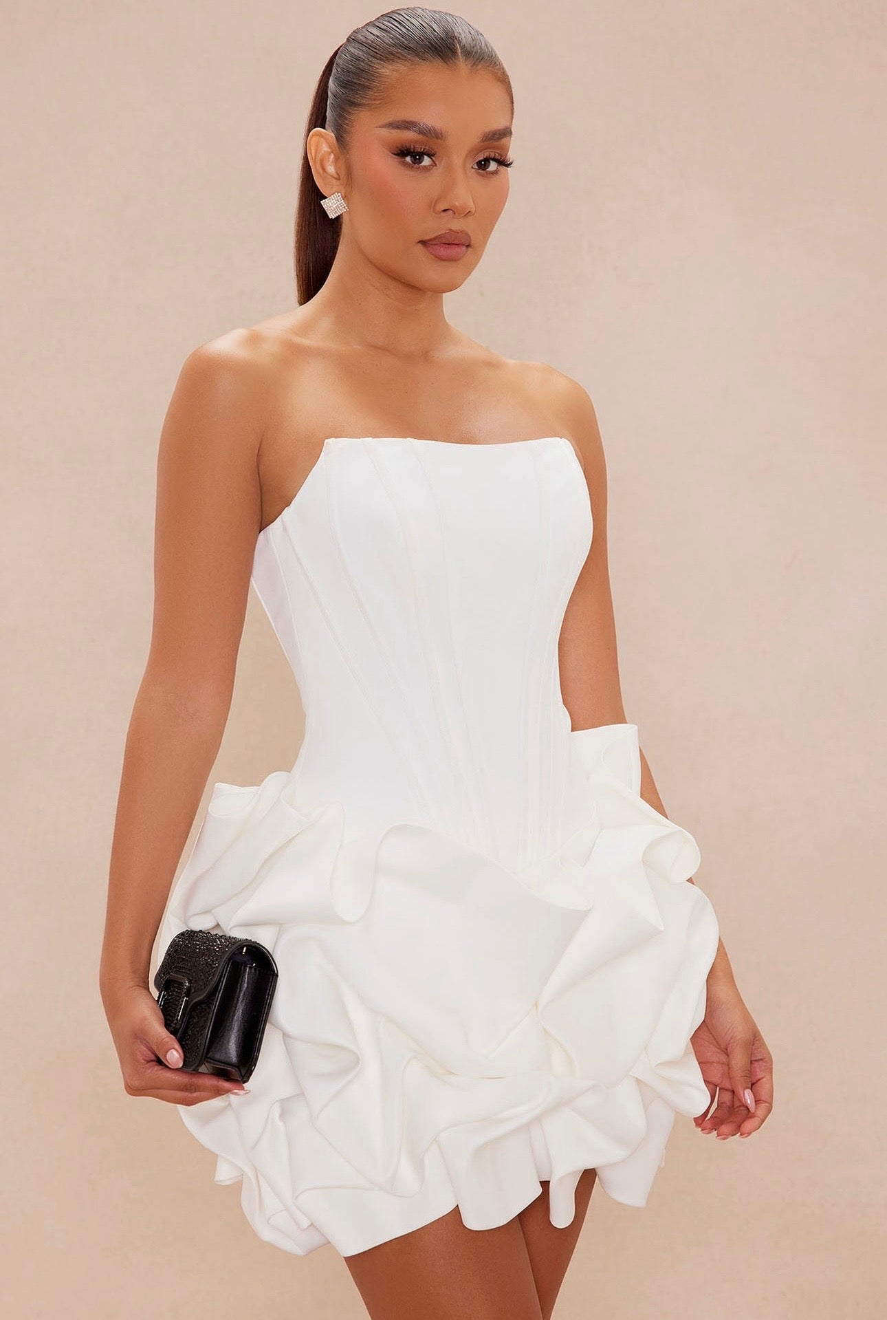 Ivona Bubble Satin Mini Dress