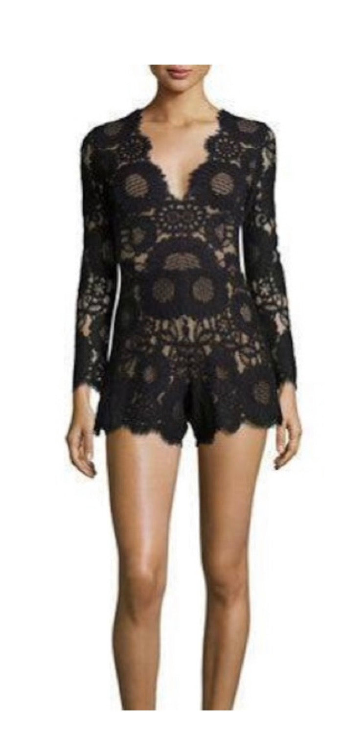 Alexis Ramzes black lace long sleeve romper