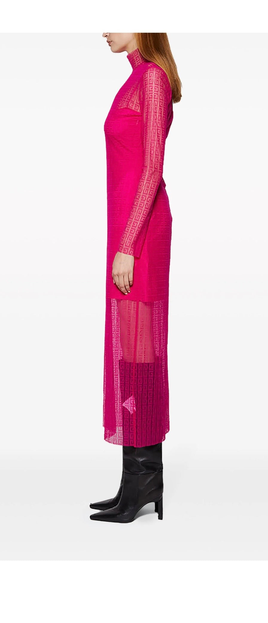 Givenchy fuchsla pink 4G jacquard long sleeved dress