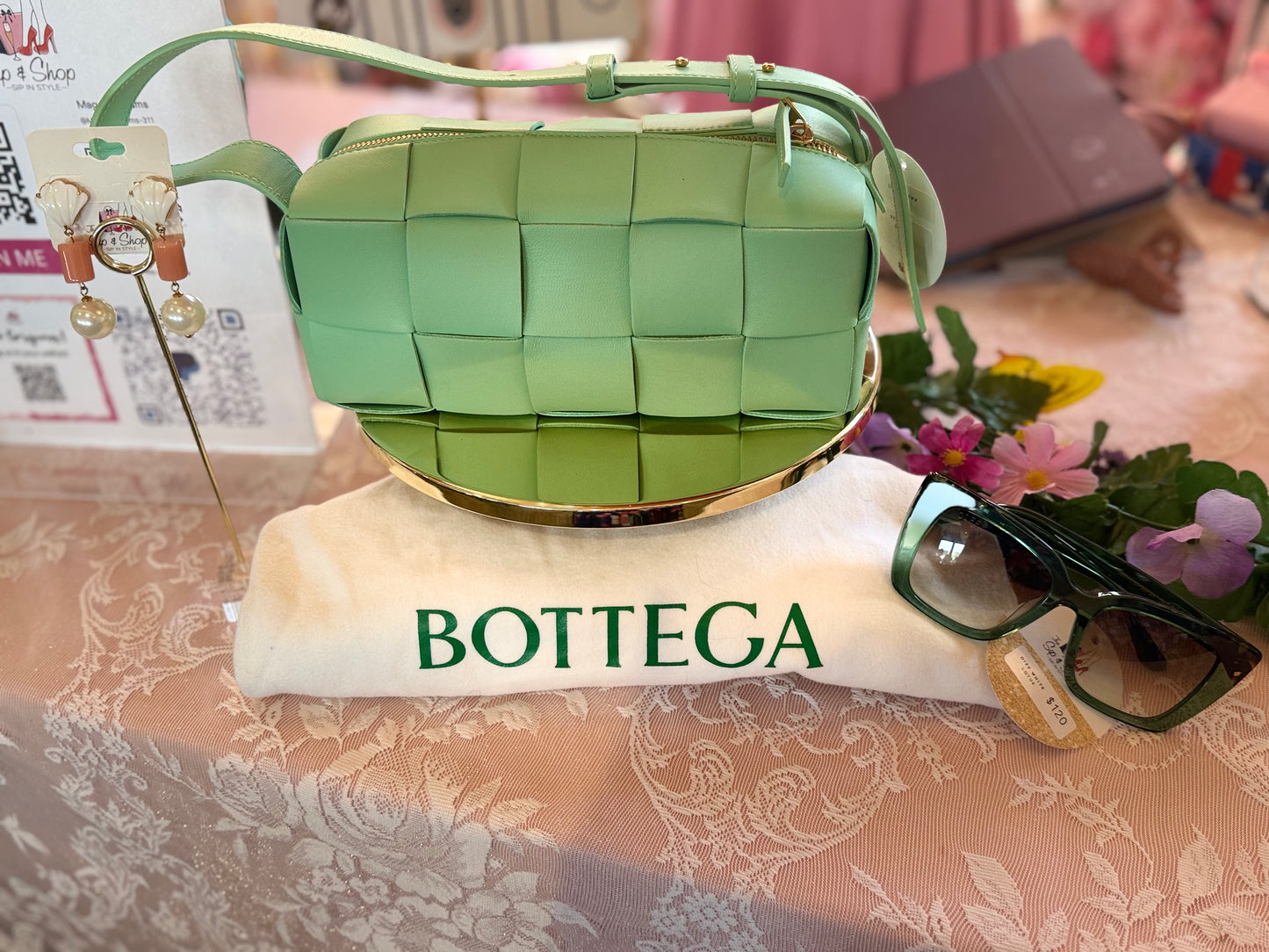 Bottega Veneta Cassette Shoulder Bag in Parakeet Green - Intrecciato Leather
