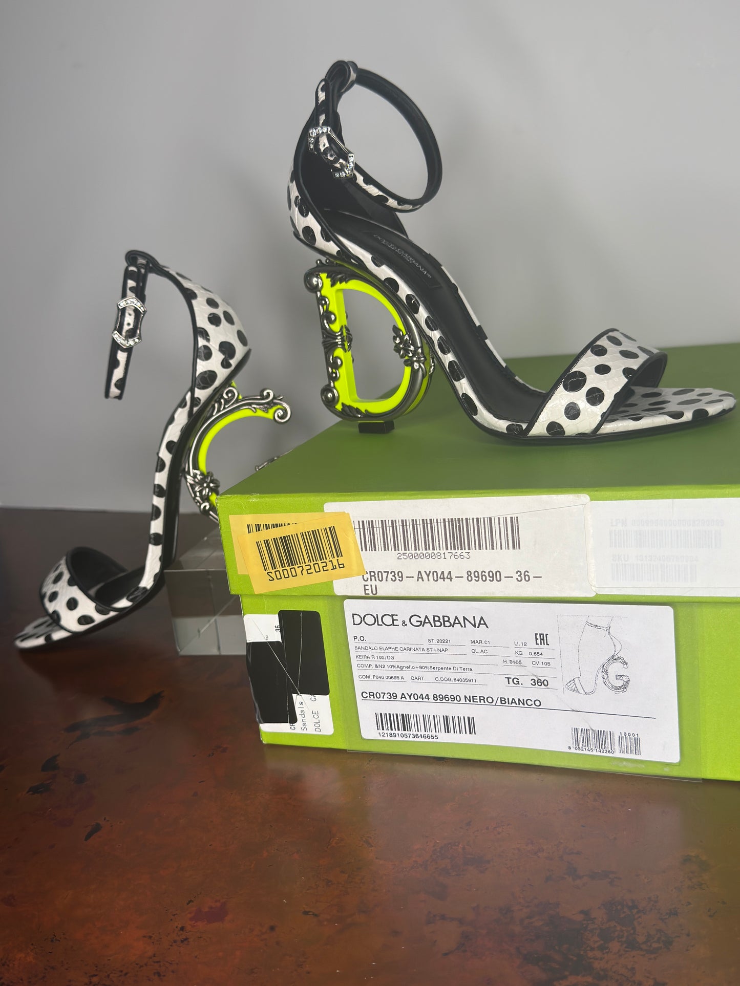 Dolce & Gabbana Polka Dot DG Logo Heel Sandals