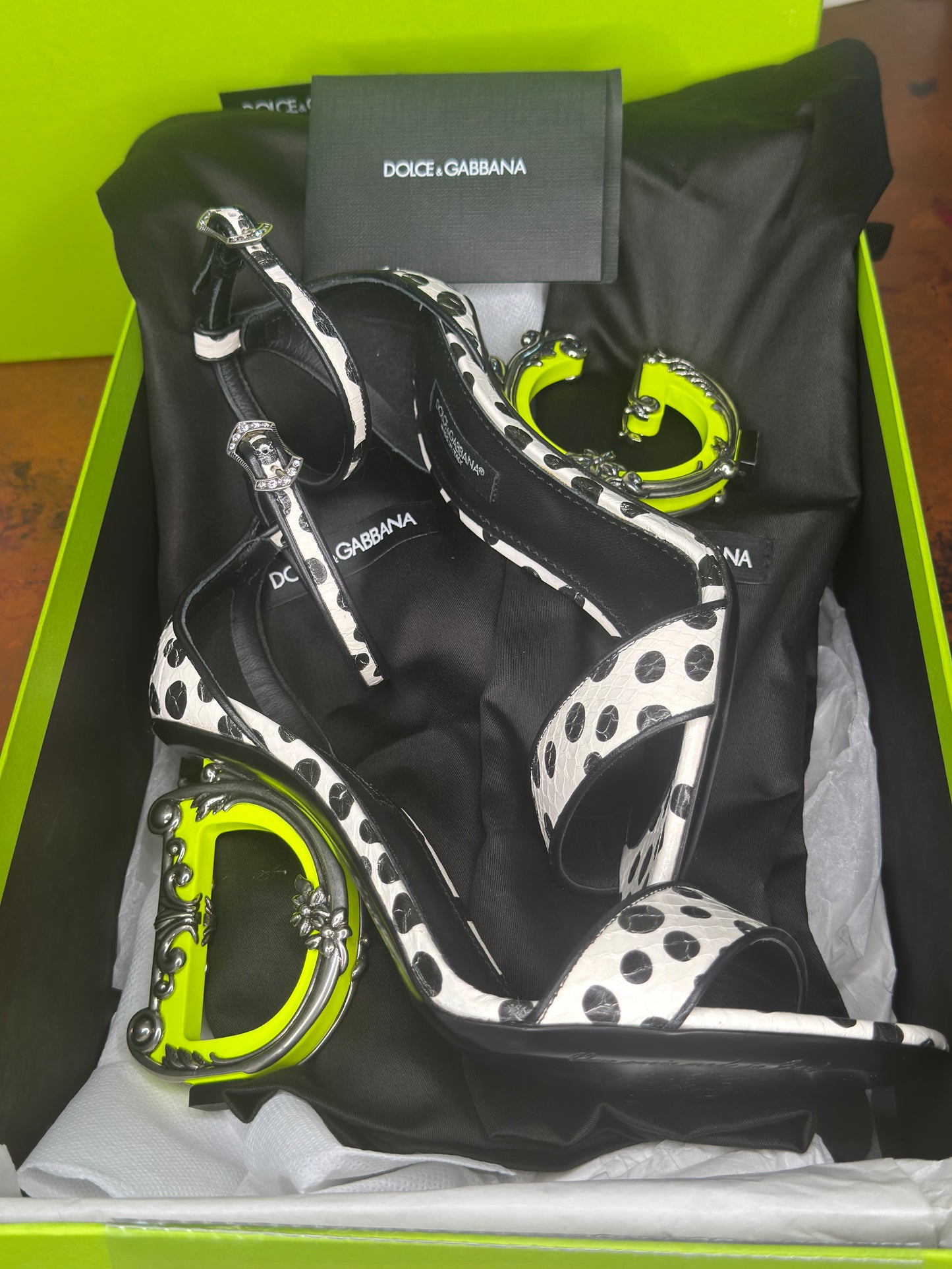 Dolce & Gabbana Polka Dot DG Logo Heel Sandals