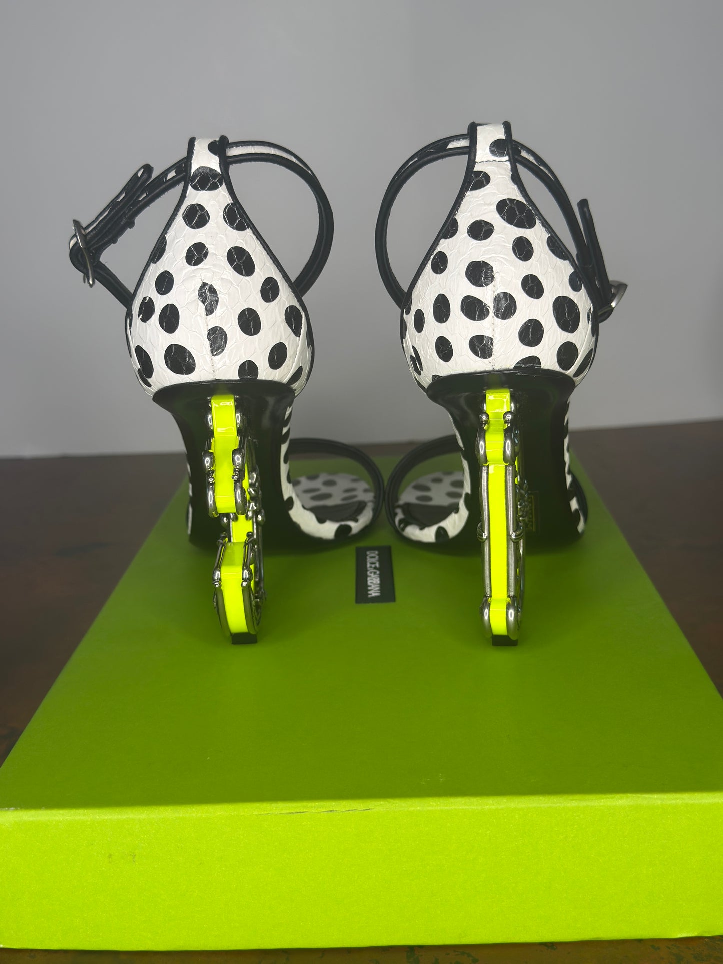 Dolce & Gabbana Polka Dot DG Logo Heel Sandals