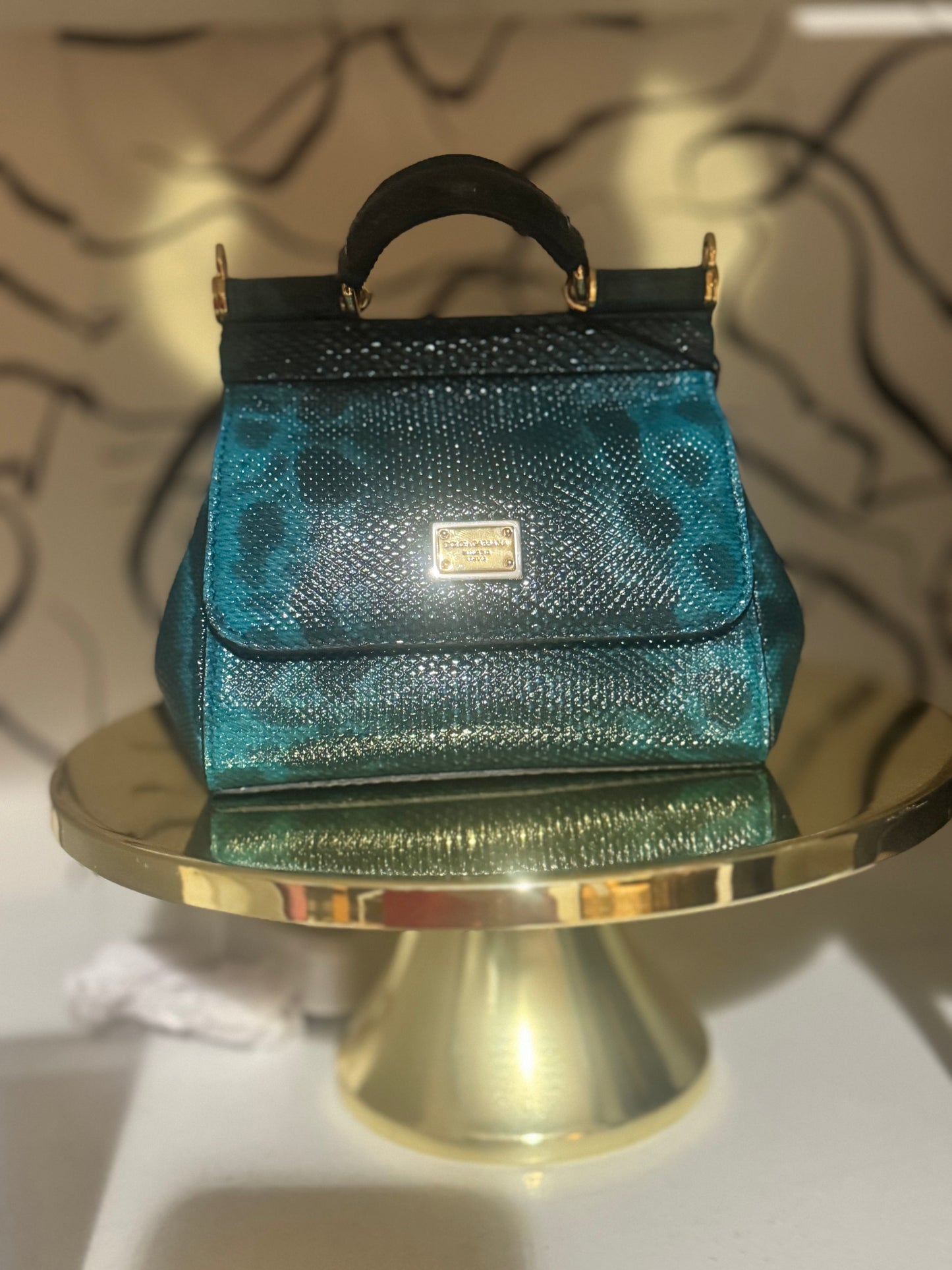 Dolce & Gabbana Sicily Mini Mirrored Python Bag
