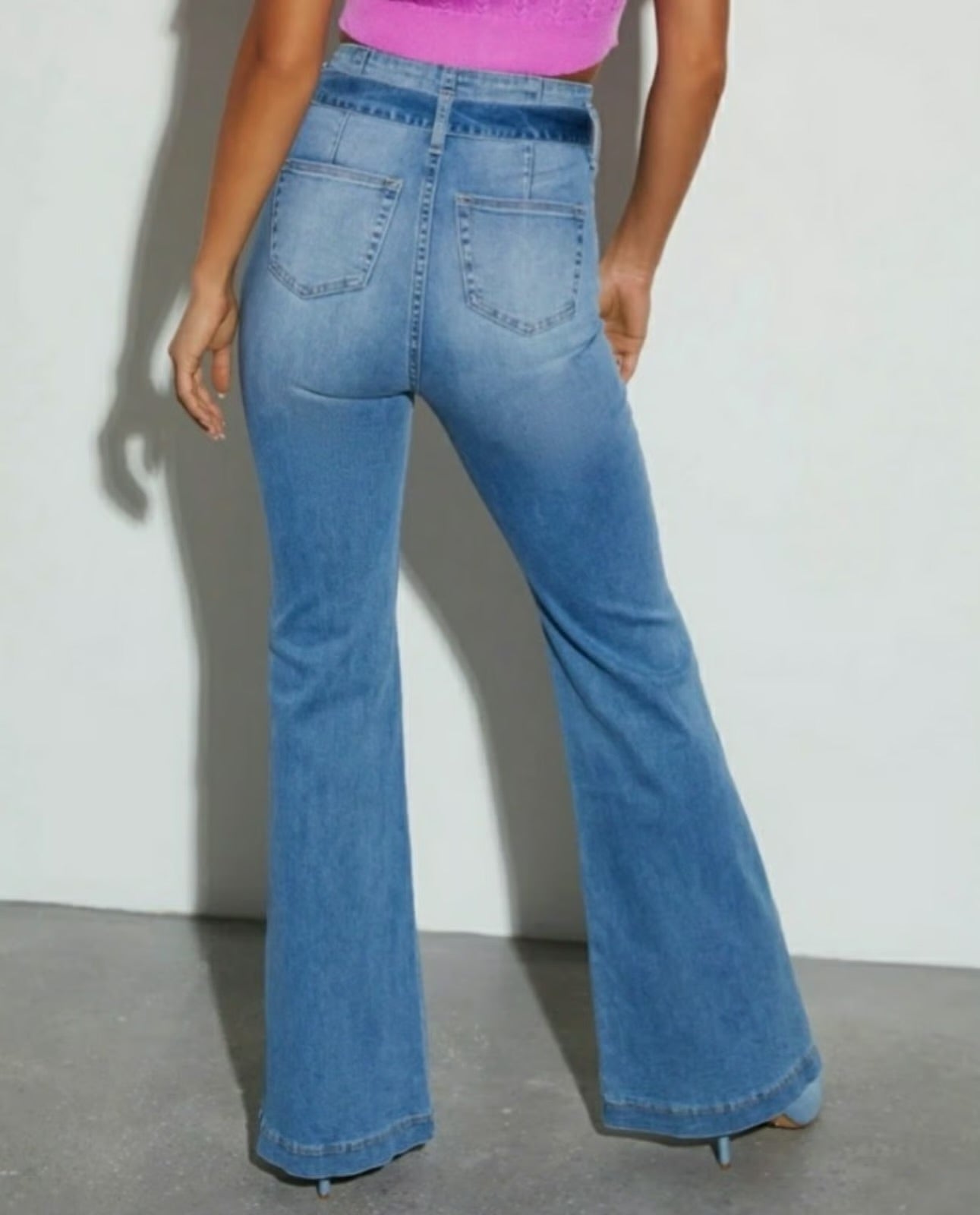 VICI Collection Poppy High Rise Flare Tie Denim Jeans