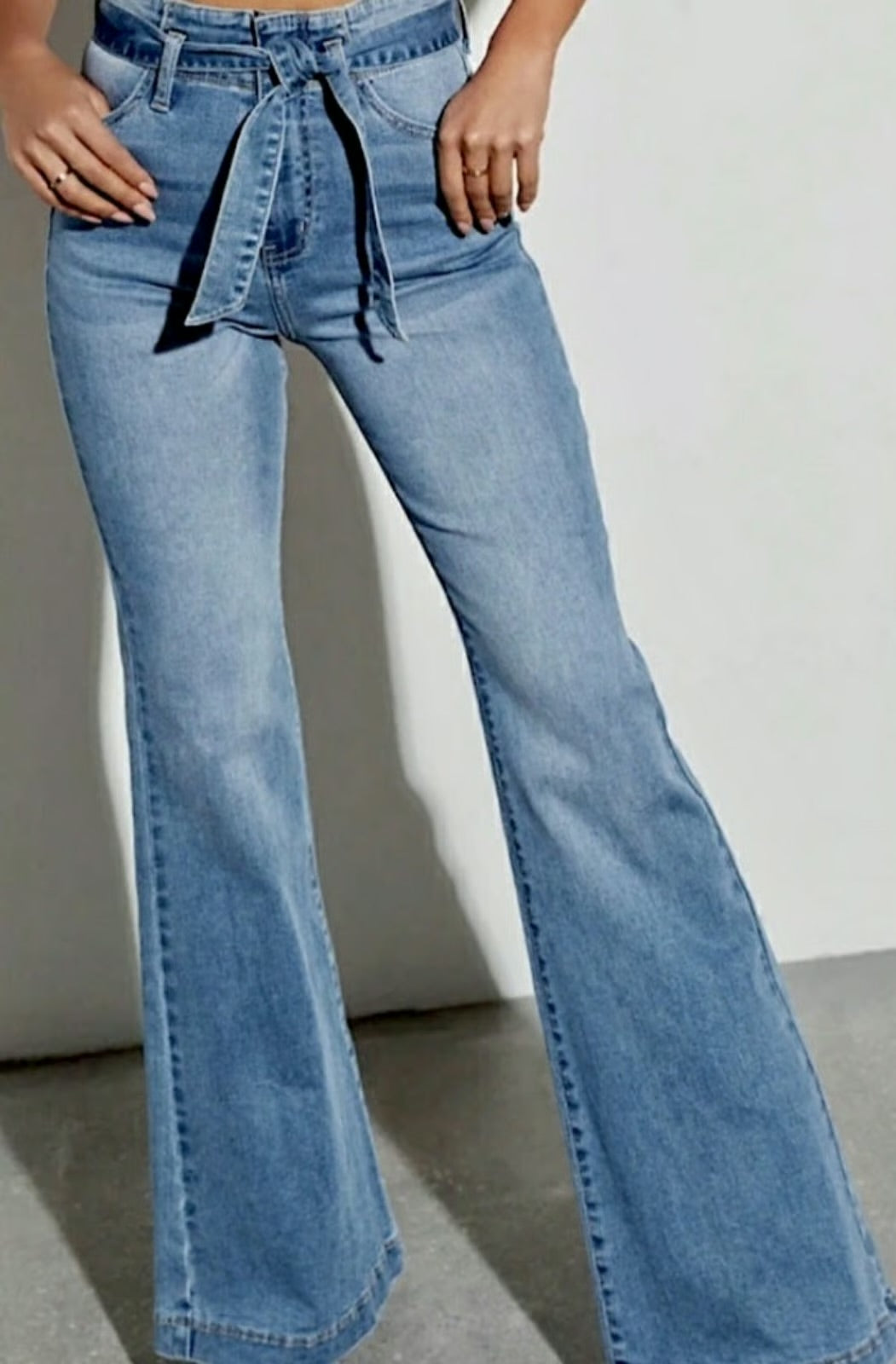 VICI Collection Poppy High Rise Flare Tie Denim Jeans