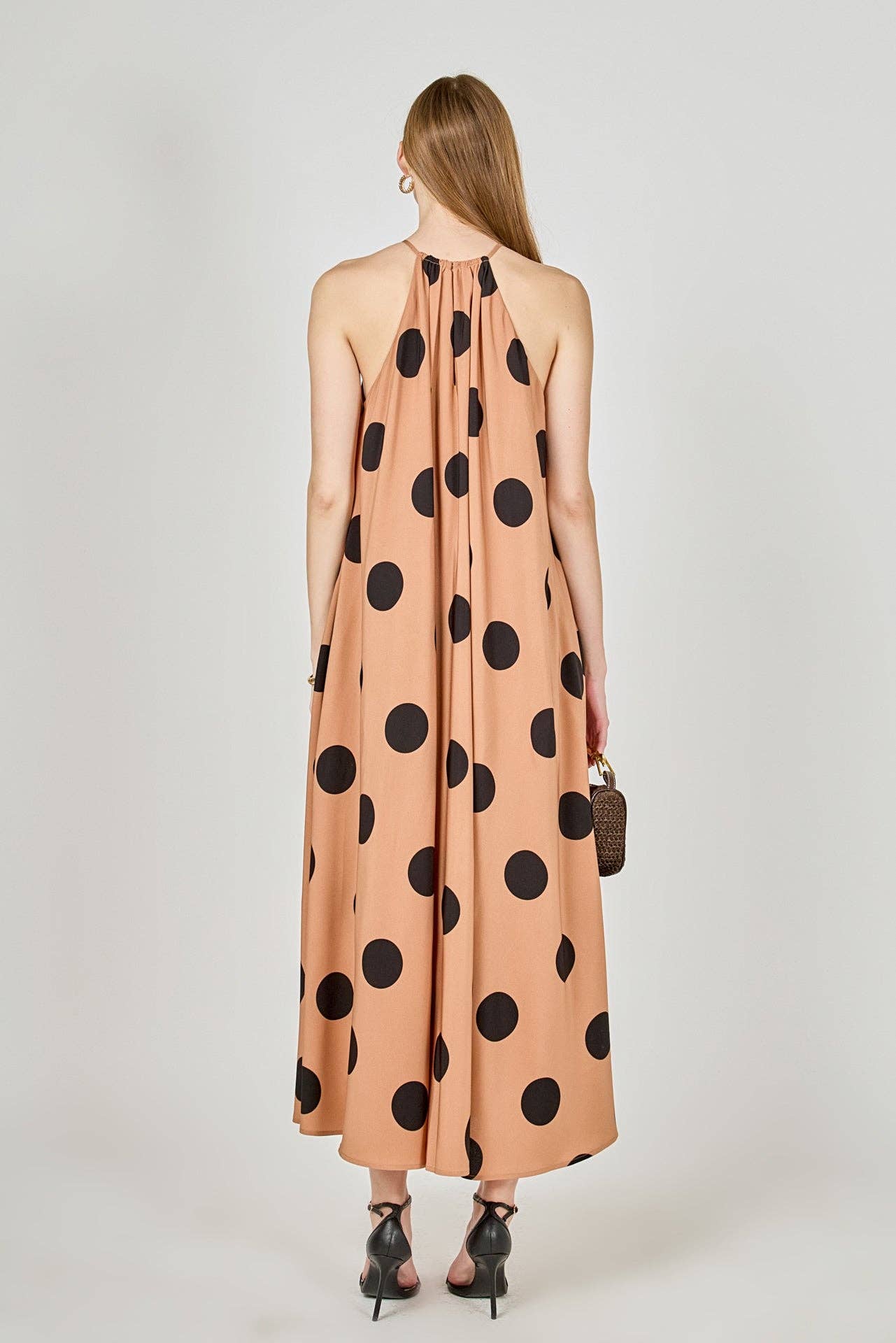 Polka Dot Halter Neck Maxi Dress